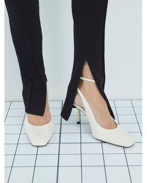 River Island Slanted Toe Slingback Heeled Court Shoes - Black