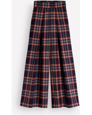 Boden Wool Blend Pleated Culottes Pants - Blue