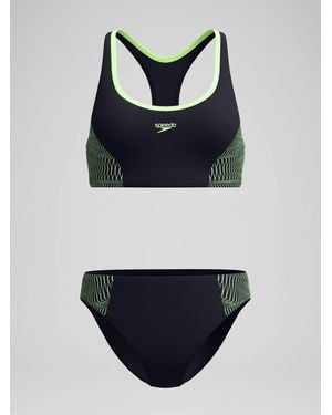 Speedo Placement Racerback Two Piece Bikini - Black