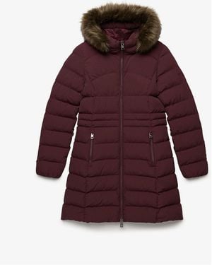 Superdry Hood Faux Fur Fuji Mid Length Jacket - Red