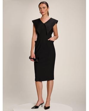 Jolie Moi Midikleid Mit Statement-Kragen Und Sanduhr-Silhouette - Schwarz
