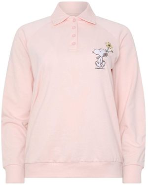PixieGirl Petite Pixiegirl Petite Cotton Snoopy Embroidered Sweatshirt - Pink