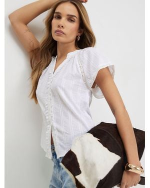 River Island Short Sleeve V-Neck Shirt - Weiß