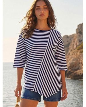 Roman Asymmetric Stripe Top - Blue