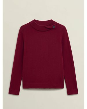 Hobbs Talia Cashmere Blend Button Neck Jumper - Red