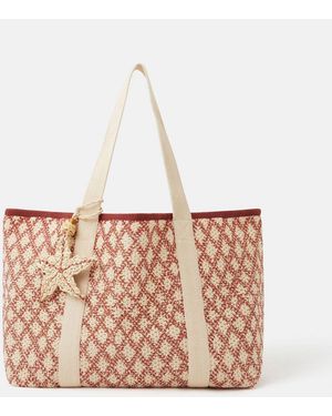 Accessorize Diamond Crochet Shopper Bag - White