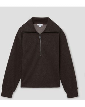 Reiss Herringbone Half-Zip Sweatshirt - Black
