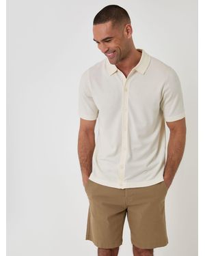 Threadbare Knitted Short Sleeve Shirt - White