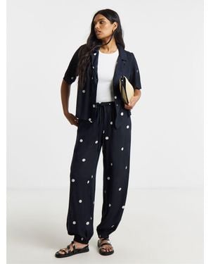 Simply Be Tie Hem Linen Pants - Blue