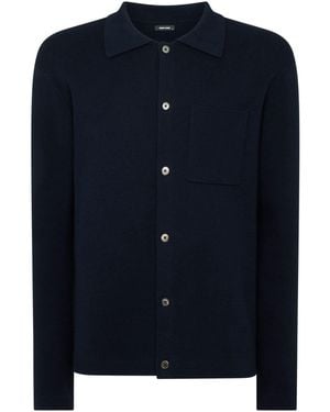 Remus Uomo Long Sleeve Knited Polo Shirt - Blau