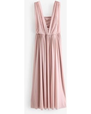 Next Mesh Multiway Wedding Guest Bridesmaid Maxi Dress - Pink