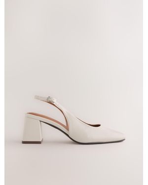 Next Forever Comfort Square Toe Slingback Block Heels - Natural