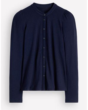 Boden Imi Puff Sleeve Jersey Shirt - Blue