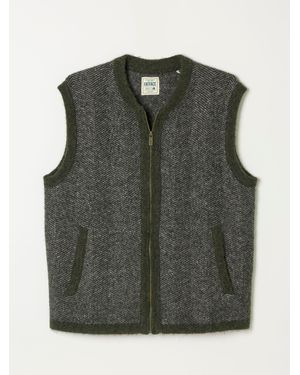 FatFace Fatface Adisham Khaki Knitted Zip Front Gilet - Green
