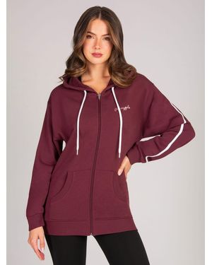 Pineapple Stripe Panel Zip Hoodie - Red