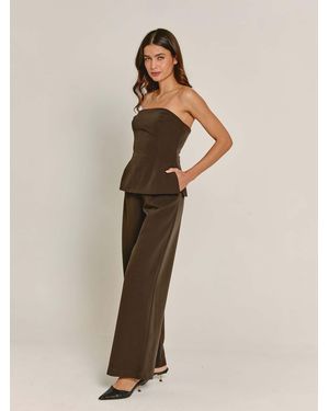 Rare London Tailored Longline Bandeau Jumpsuit - Natural