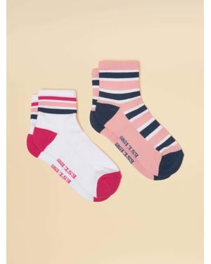 Joules Volley Tennis Sock 2 Pack (Size 4-8) - Pink