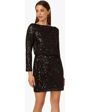 Adrianna Papell By Mini Sequin Dress - Black