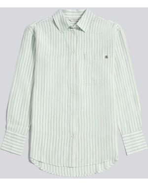 U.S. POLO ASSN. U. Polo Assn U. Polo Assn Linen Blend Loose Fit Stripe Shirt - Blue