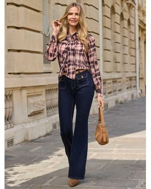 Sosandar Petite Pocket Detail Kick Flare Jeans - Blue