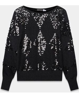 Mint Velvet Sequin Embellished Sweater - Black