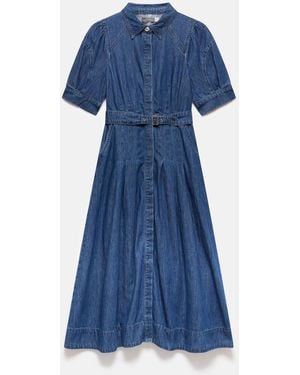 Mint Velvet Denim Midi Shirt Dress - Blue