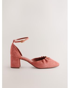 Next Forever Comfort Leather Two Part Coin Block Heels - Pink