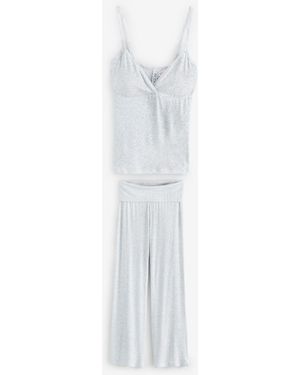 Cotton On Airy Soft Triangle Cami/Roll Waist Pants - White