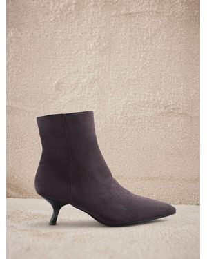 Lipsy Standard Fit Faux Suede Pointed Toe Low Kitten Heel Smart Ankle Boots - Natural