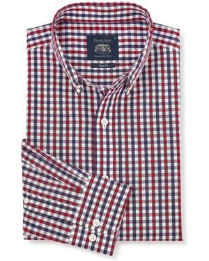 Savile Row Company Slim Fit Cotton Poplin Gingham Check Casual Shirt - White
