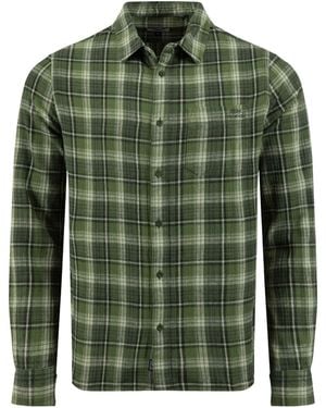 Weird Fish Broxton Long Sleeve Herringbone Check Shirt - Green