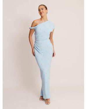 Six Stories Asymmetric Beaded Maxi Dress - White