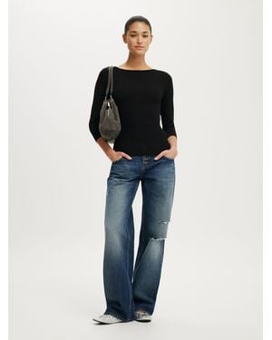 Cotton On Close Knit Boat Neck Top - Blue