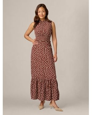 Adrianna Papell Print Smocked Maxi Dress - Brown