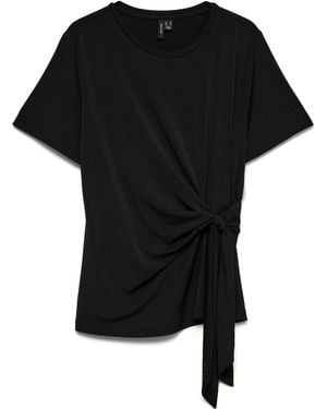 Vero Moda Knot Detail Short Sleeve Top - Black