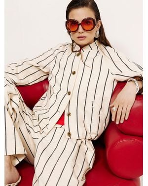 River Island Striped Bomber Jacket - Red