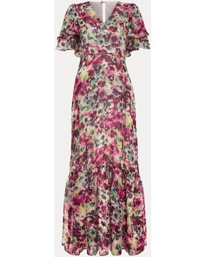 Phase Eight Floral Print Ruffle Maxi Dress - White