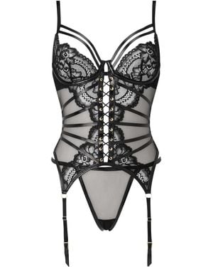 Ann Summers Ann Summers Dark Whispers Lace & Mesh Crotchless Cami Suspender - Black