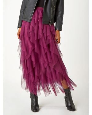 Roman Elasticated Mesh Layered Skirt - Pink