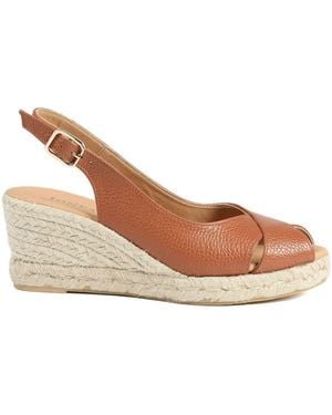 Jones Bootmaker Jones Bootmaker Tan Raquelle Leather Heeled Espadrilles - Brown