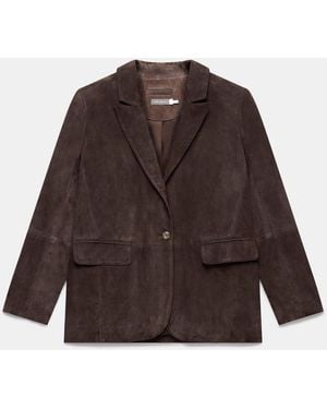 Mint Velvet Chocolate Suede Blazer - Brown