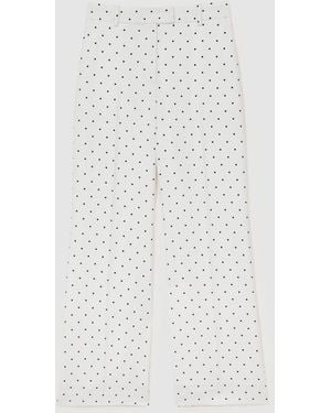 Reiss Polka-Dot Wide-Leg Suit Pants - White
