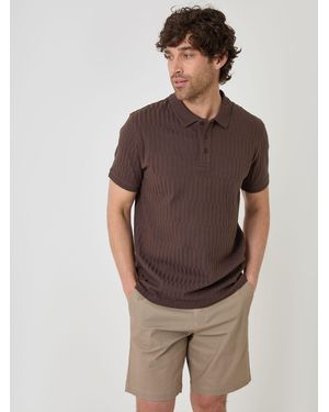 Threadbare Textured Cotton Polo Shirt - Brown