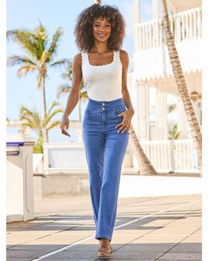 Sosandar Petite Contour Waist Straight Leg Jeans - Blue