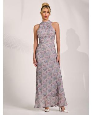 Jolie Moi Halter Neck Maxi Dress - Purple