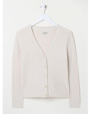 FatFace Lucia Ivory V-Neck Knitted Cardigan - White