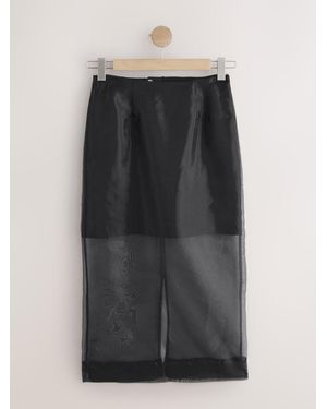 Next Sheer Pencil Skirt - Black