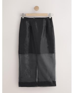 Next Sheer Pencil Skirt - Black