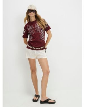 River Island Short Sleeve Cutwork Embroidered T-Shirt