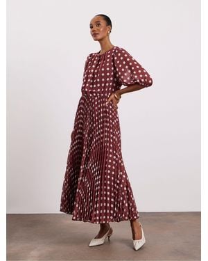 Joanna Hope Pleated Maxi Dress - Red